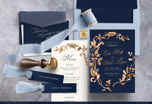 Royal Golden Wreath Wedding Suite in Wedding Templates - product preview 1