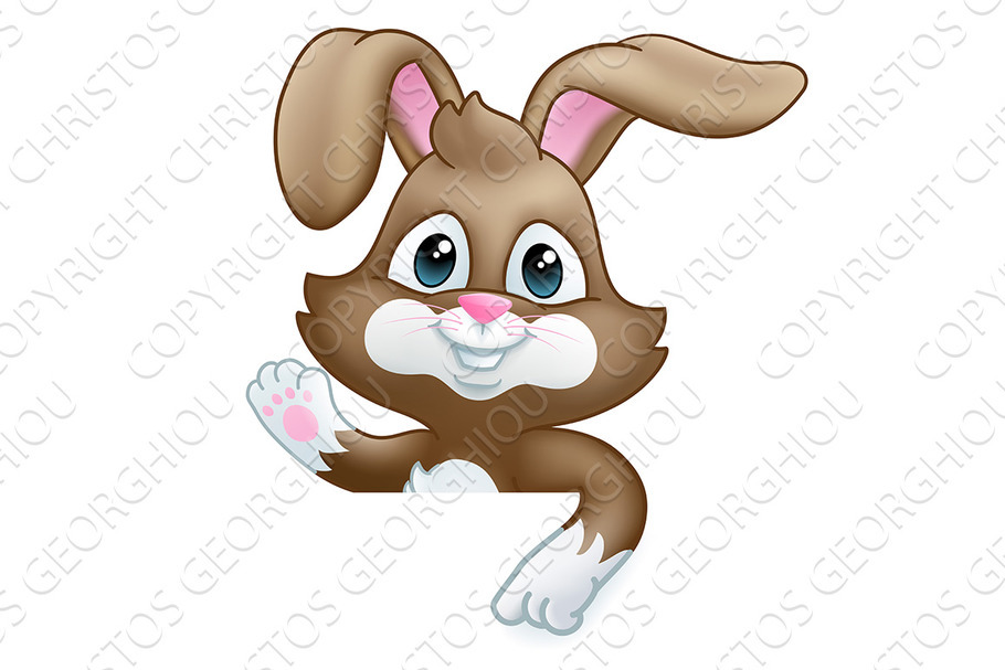 Easter Bunny Rabbit Cartoon Sign in Illustrations - product preview 8