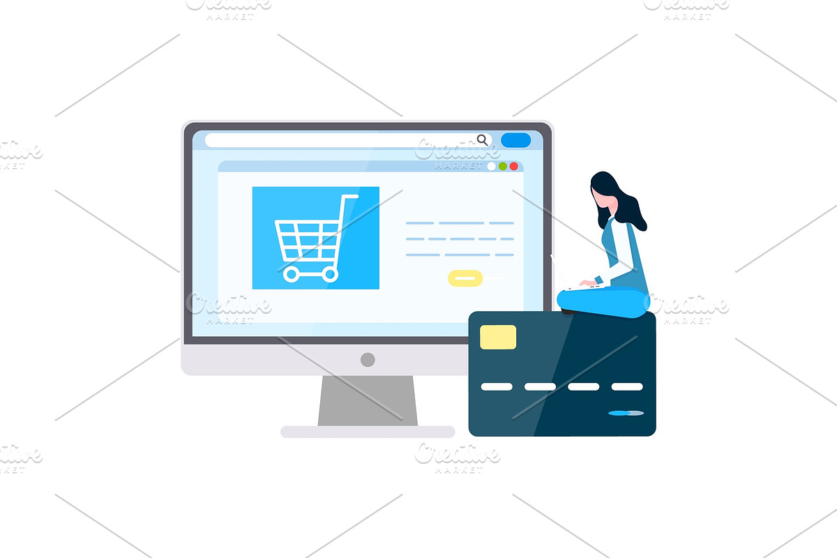 Woman Ordering Online, Purchasing in Illustrations - product preview 8