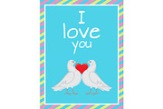 Happy Valentine Day Poster Doves