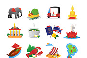 Thailand travel symbols set