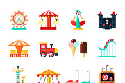 Amusement children park icons set
