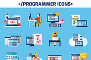 Programmer decorative icons set