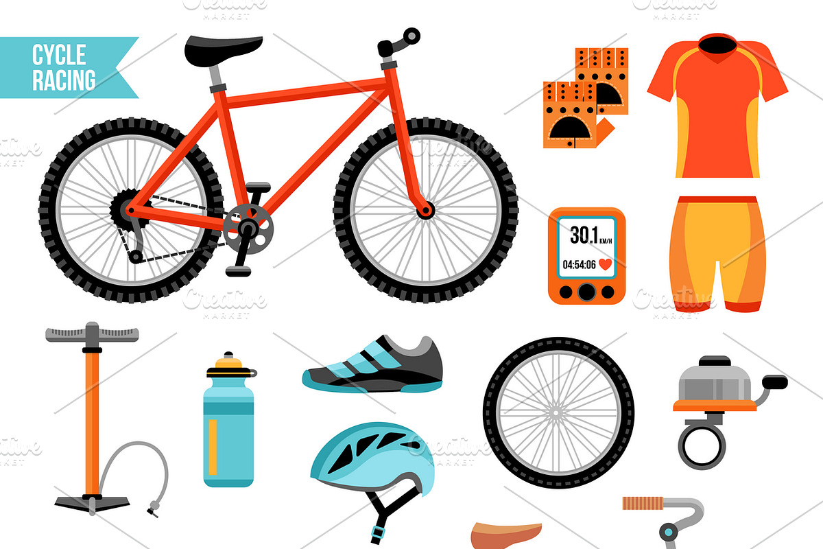 Bike and cycling accessories icons in Icons - product preview 8
