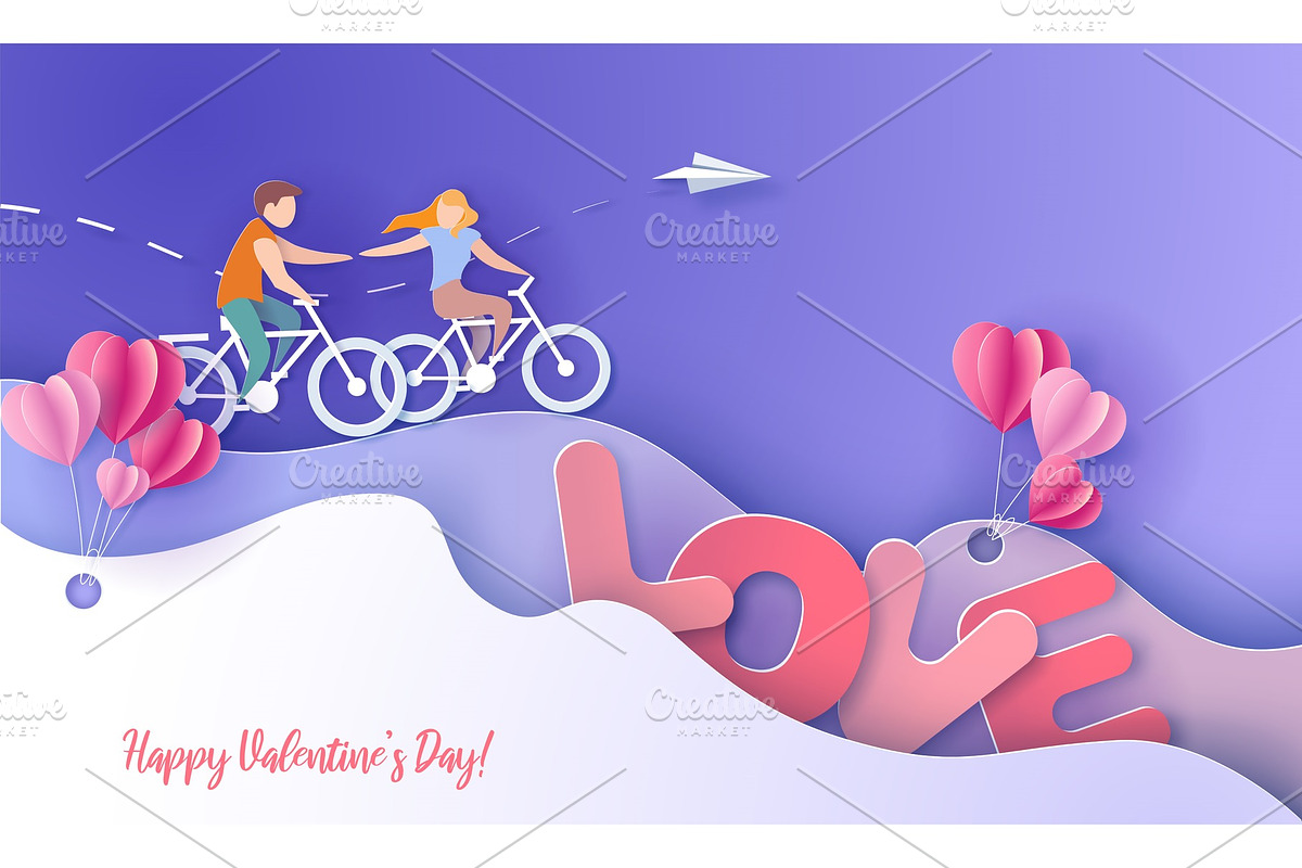Valentines day card with couple take in Illustrations - product preview 8