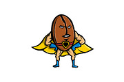 Coffee Bean Superhero Mascot
