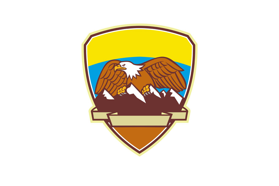 Eagle Perching Mountain Range Crest