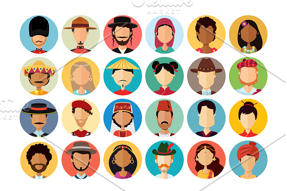 24 Avatars people national flat in People Icons - product preview 1