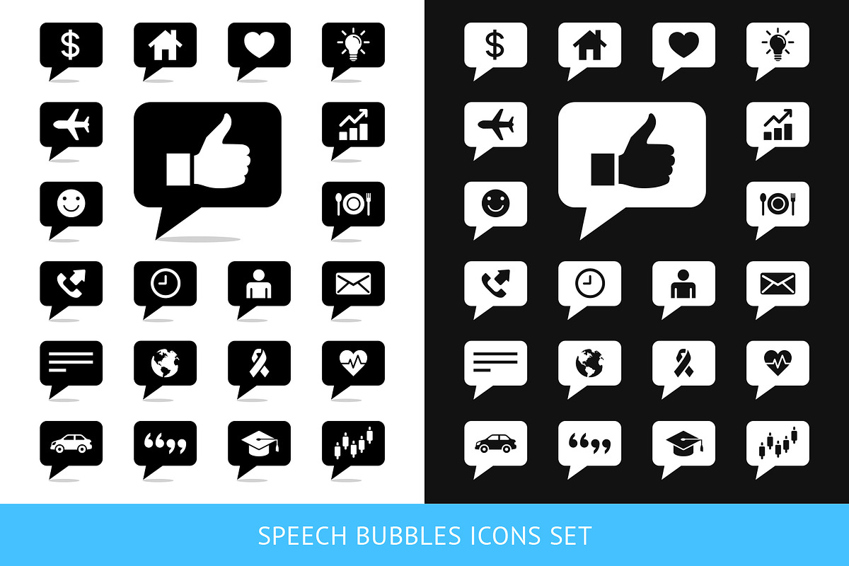 Speech Bubbles Icons Set in Icons - product preview 8