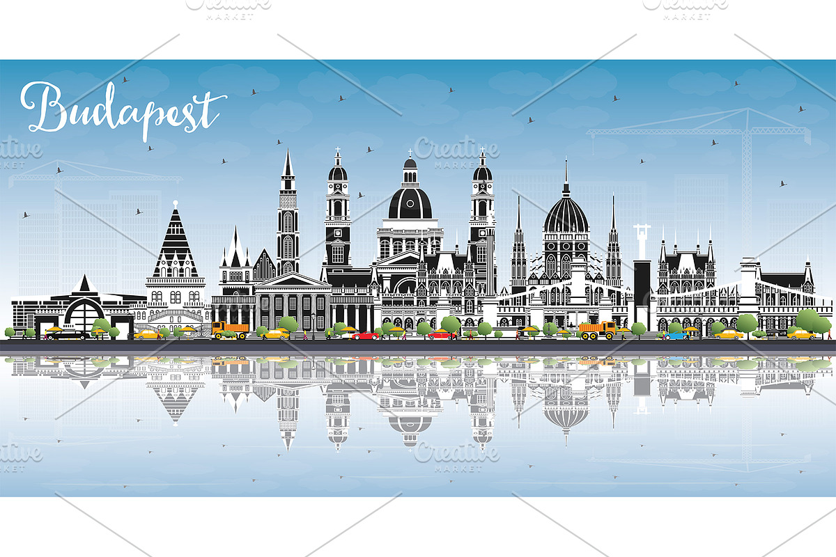 Budapest Hungary City Skyline in Illustrations - product preview 8