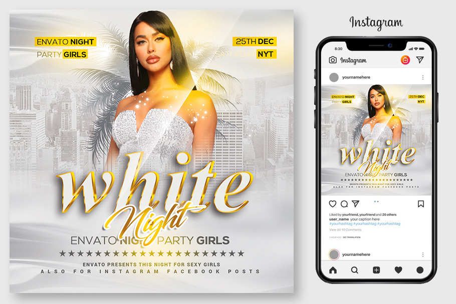 White and Gold Party Flyer