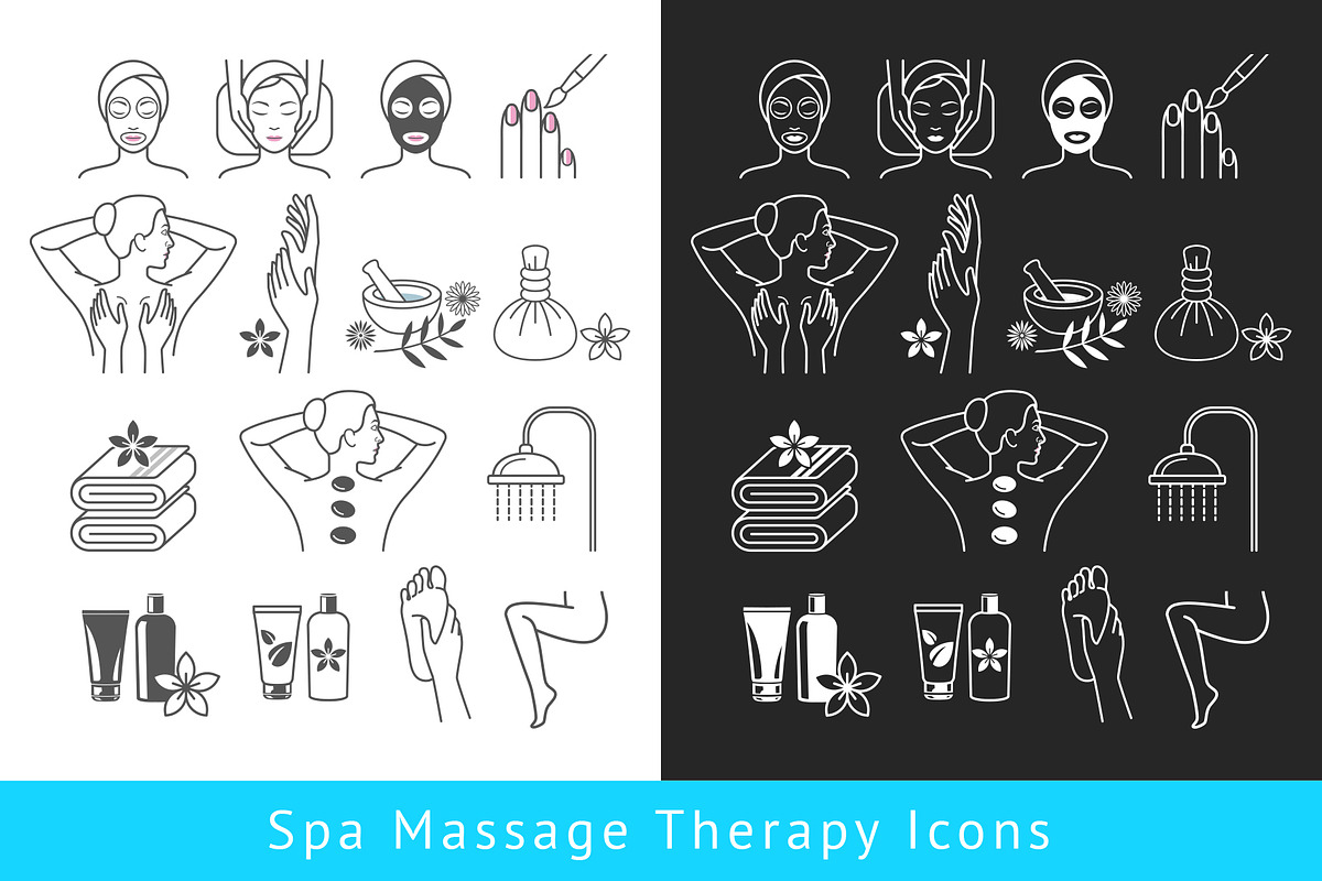 Spa Massage Therapy Skin Care Icons. in Icons - product preview 8