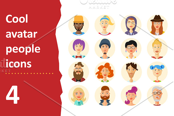 64 Avatar icons vector people set in People Icons - product preview 4