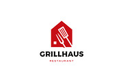 grill house fork spatula logo vector