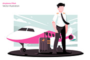 Airplane Pilot - Vector Illustration