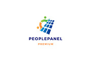 people solar panel logo vector icon
