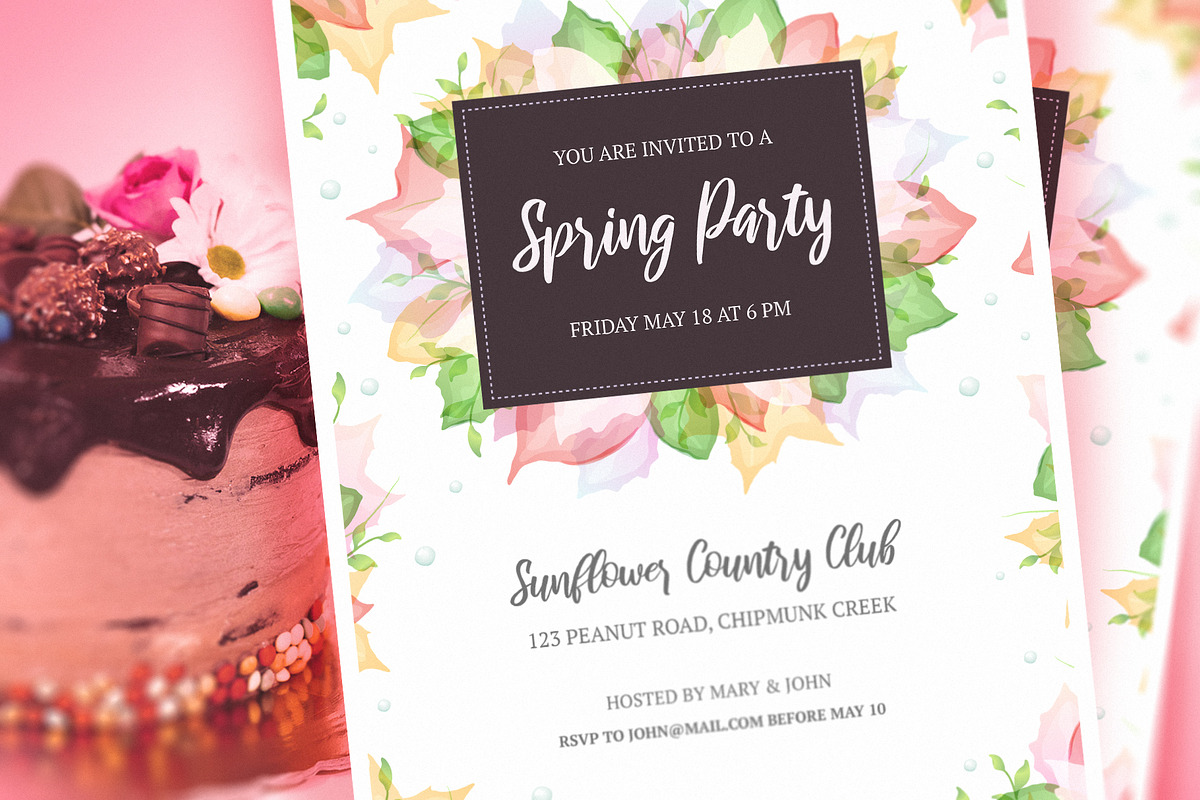 Spring Party Invitation in Card Templates - product preview 8
