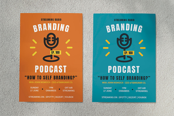 Podcast Streaming Flyer Set in Flyer Templates - product preview 2