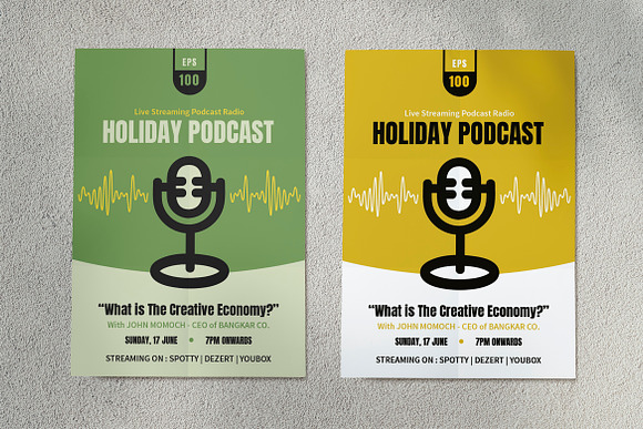 Podcast Streaming Flyer Set in Flyer Templates - product preview 3