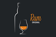 Rum bottle with rum glass logo.