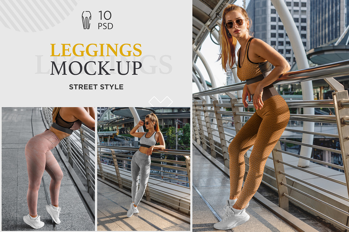 Leggings Mock-Up's Street Style in Product Mockups - product preview 8
