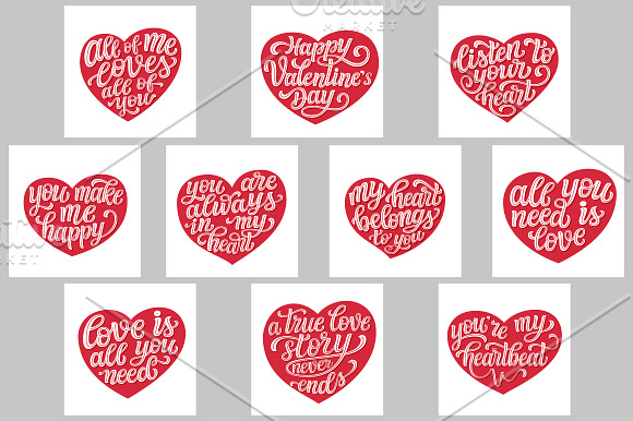 Valentine's day romantic quotes set in Illustrations - product preview 1