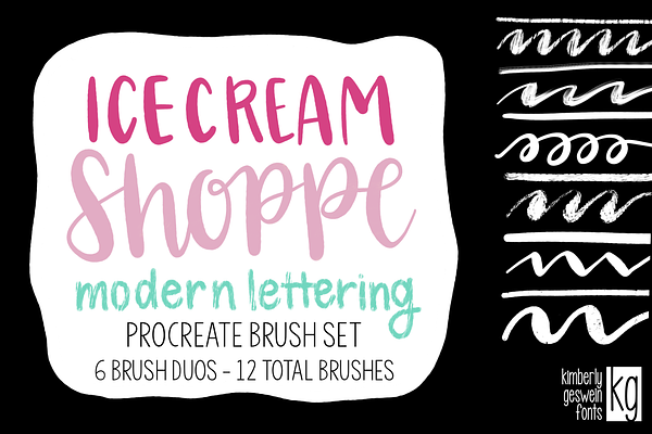 Ice Cream Shoppe Brush Lettering Set
