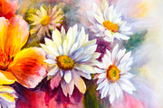 Bright bouquet of spring flowers oil