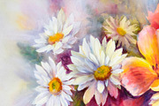 Bright bouquet of spring flowers oil