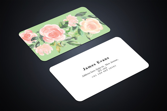 Floral Business Card Template in Business Card Templates - product preview 2