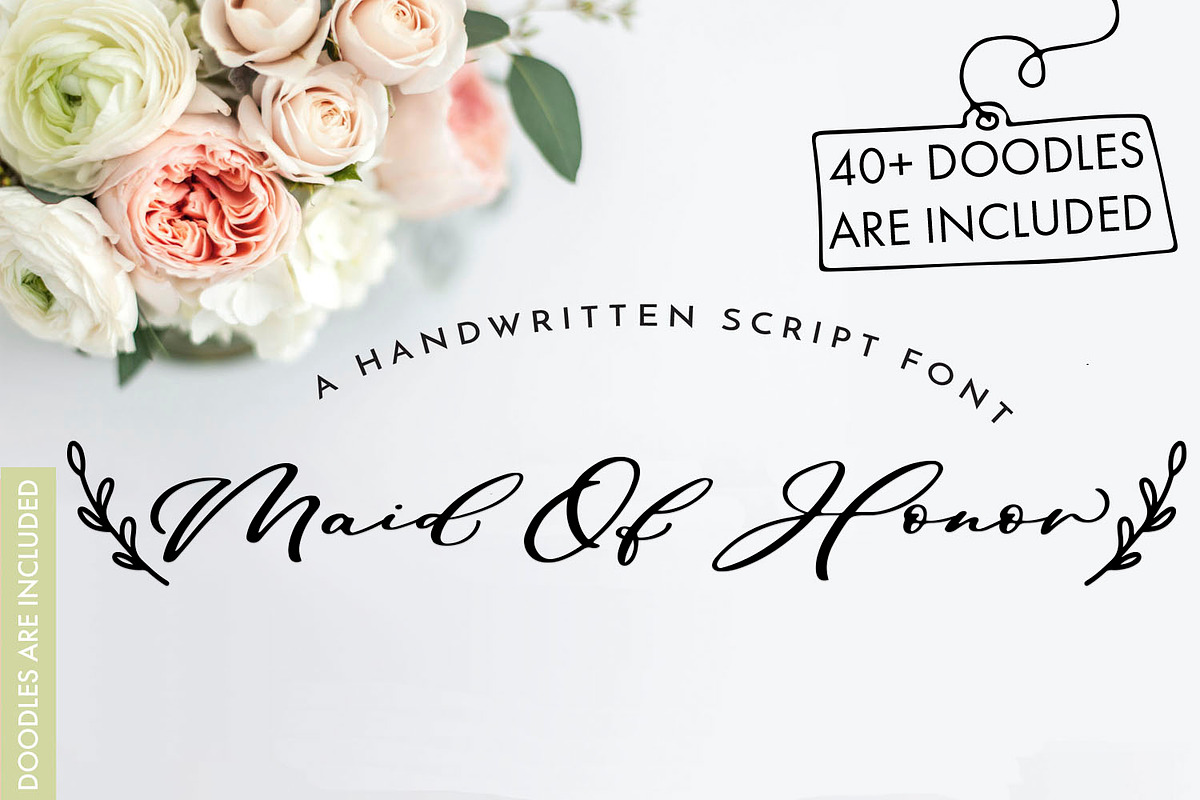 Maid Of Honor Script font + Doodles in Script Fonts - product preview 8