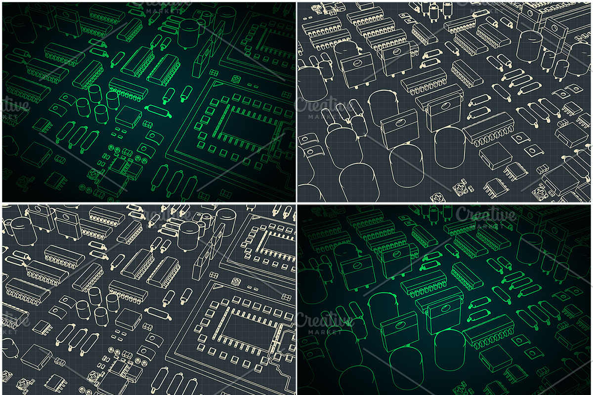 Circuit and microelectronics Set in Illustrations - product preview 8