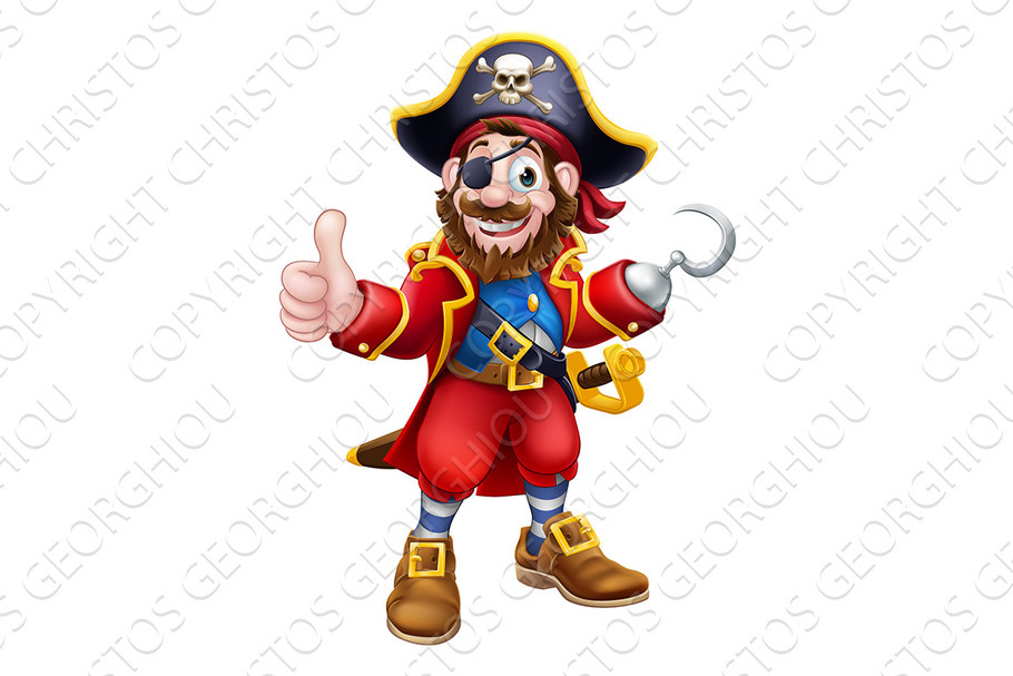Pirate Captain Cartoon Character in Illustrations - product preview 8