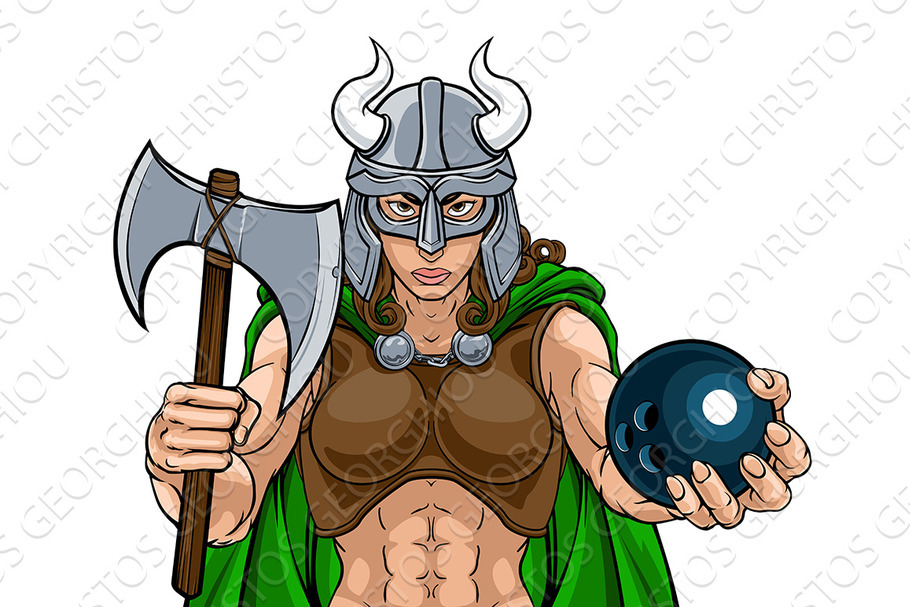 Viking Female Gladiator Bowling in Illustrations - product preview 8
