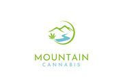 Cannabis Pot Hemp Leaf Mountain Logo
