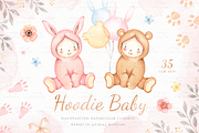 Hoodie Baby Watercolor Clip Arts
