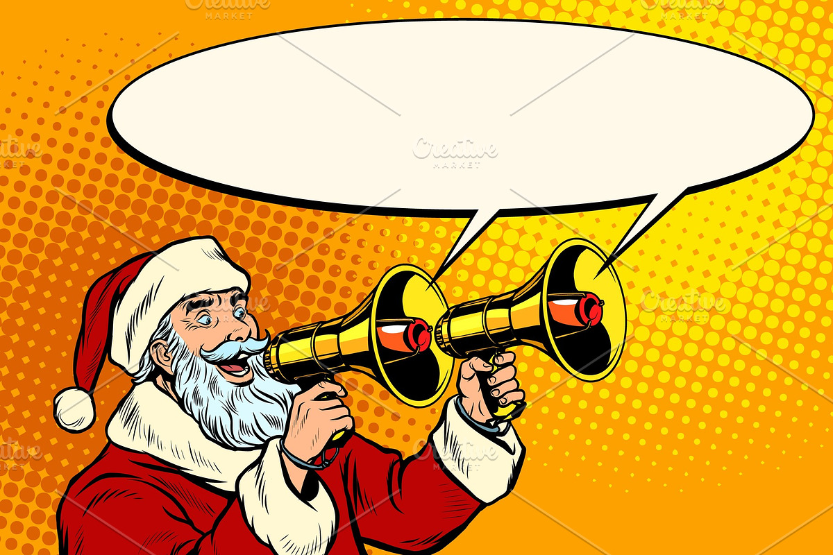 Santa Claus with a megaphone in Illustrations - product preview 8