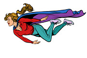 woman superhero flies. female power
