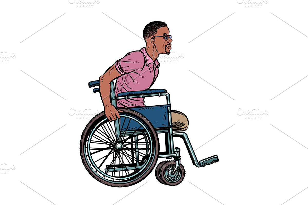 legless african man disabled veteran in Illustrations - product preview 8