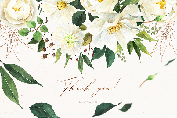 SPRING GREENERY & white flowers in Illustrations - product preview 10