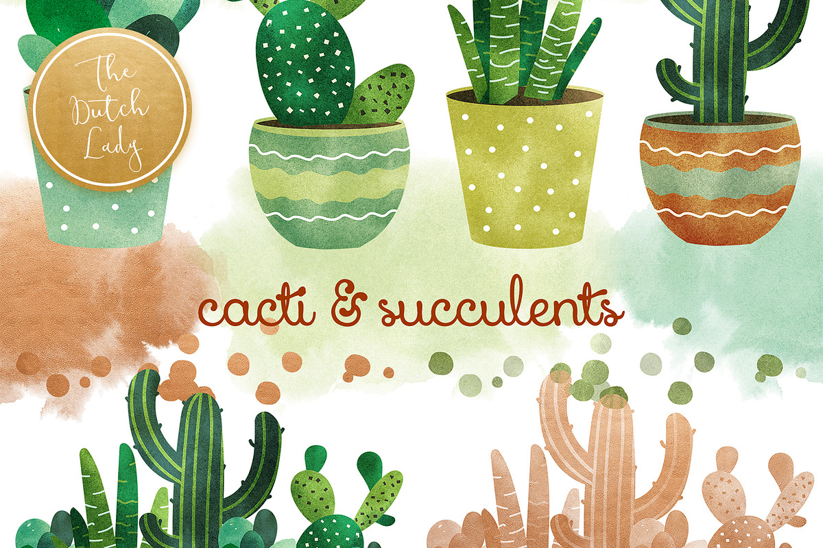 Cacti & Succulent Clipart Set in Illustrations - product preview 8