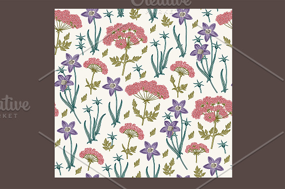 Set Seamless Flowers Tropical Exotic in Illustrations - product preview 1