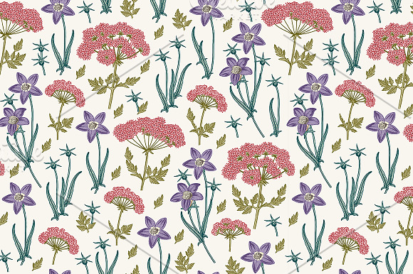 Set Seamless Flowers Tropical Exotic in Illustrations - product preview 2