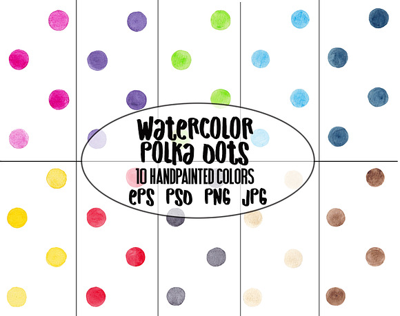 Watercolor Polka Dots Pattern Bundle in Patterns - product preview 10