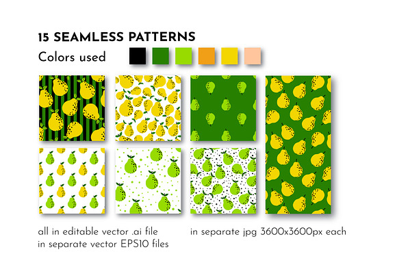 Pear fruit pattern illustration in Patterns - product preview 3