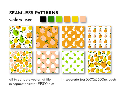 Pear fruit pattern illustration in Patterns - product preview 5