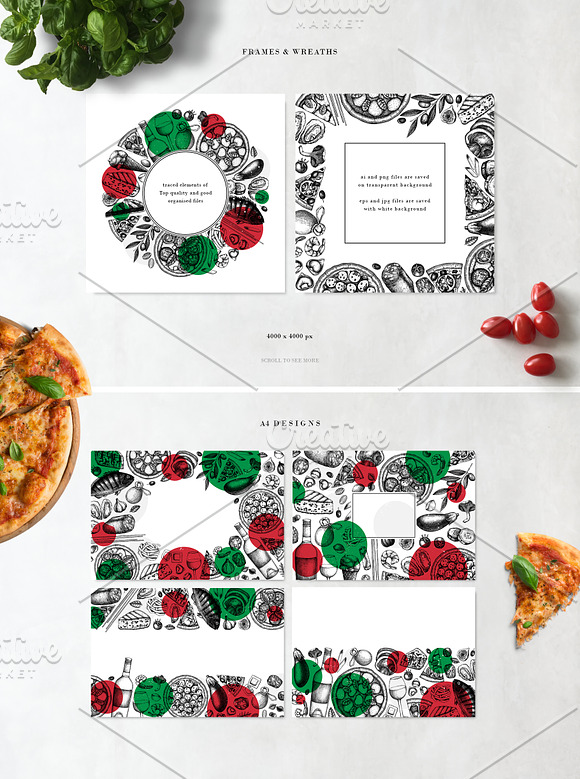 Italian Cuisine Designs Collection in Illustrations - product preview 9