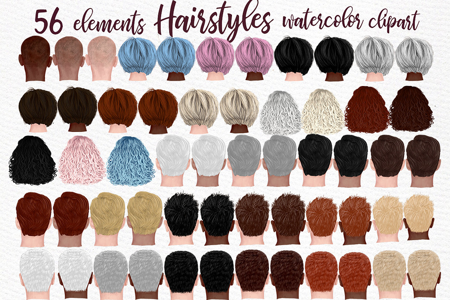 Hairstyles clipart,Girls Boys Hairs in Illustrations - product preview 8