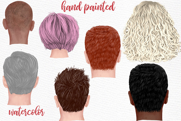 Hairstyles clipart,Girls Boys Hairs in Illustrations - product preview 1