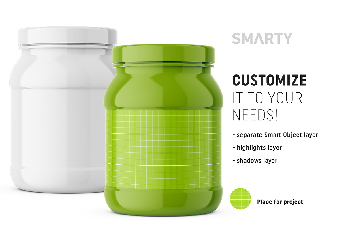 Glossy shakepowder jar mockup in Product Mockups - product preview 8